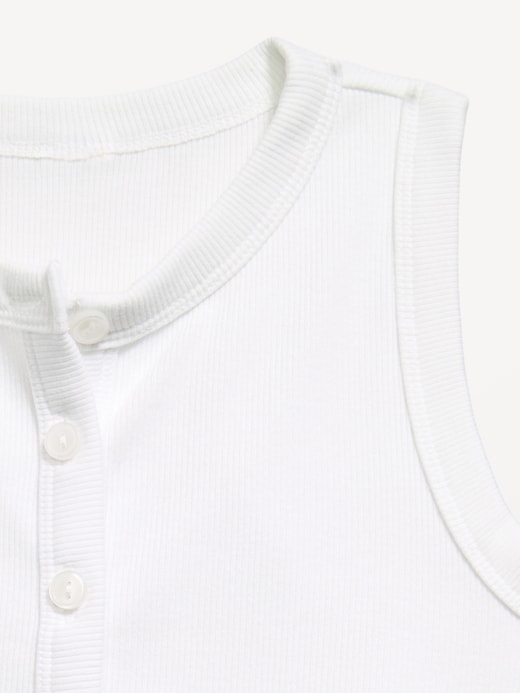 Image number 4 showing, Fitted Sleeveless Ribbed Button-Front Top for Girls