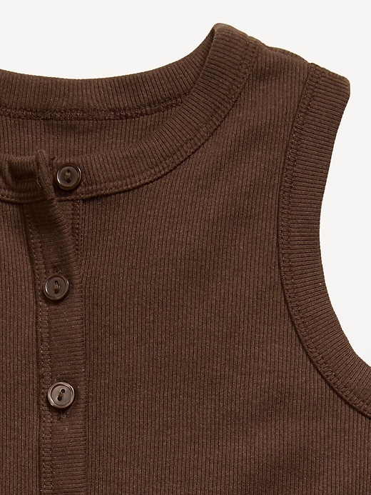 Image number 2 showing, Fitted Sleeveless Ribbed Button-Front Top for Girls