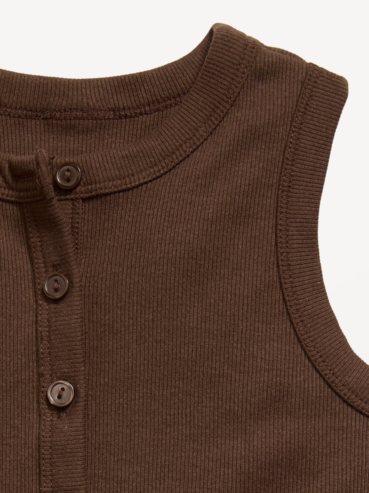 Fitted Sleeveless Ribbed Button-Front Top for Girls