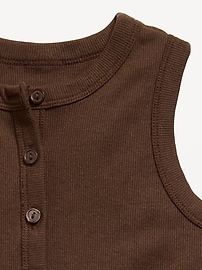 Image number 2 showing, Fitted Sleeveless Ribbed Button-Front Top for Girls