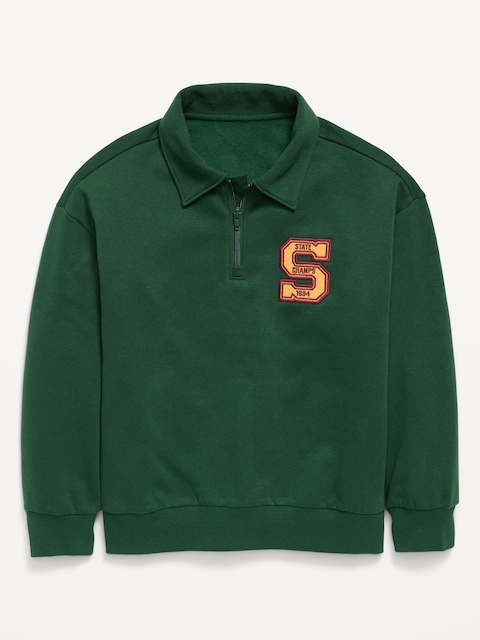 Oversized Collared Fleece Quarter-Zip for Boys