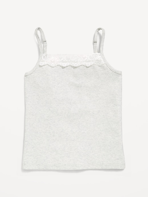 Image number 1 showing, Fitted Ribbed Lace-Trim Cami for Girls