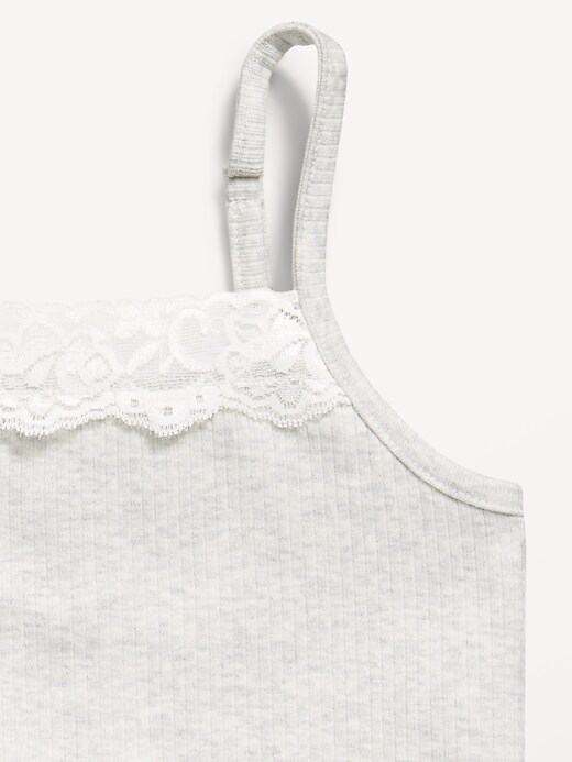 Image number 2 showing, Fitted Ribbed Lace-Trim Cami for Girls
