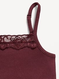Image number 2 showing, Fitted Ribbed Lace-Trim Cami for Girls