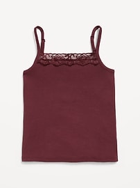 Image number 1 showing, Fitted Ribbed Lace-Trim Cami for Girls