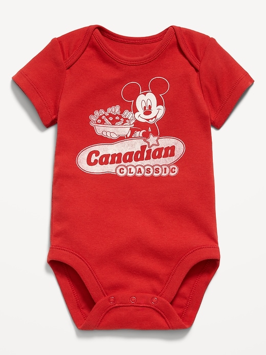 Image number 1 showing, Old Navy x Disney Mickey Mouse Short-Sleeve Unisex Graphic Bodysuit for Baby