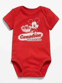 Image number 1 showing, Old Navy x Disney Mickey Mouse Short-Sleeve Unisex Graphic Bodysuit for Baby