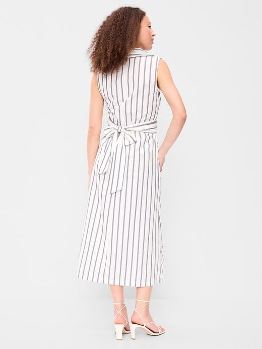 Image number 2 showing, Sleeveless Wrap-Waist Midi Shirt Dress