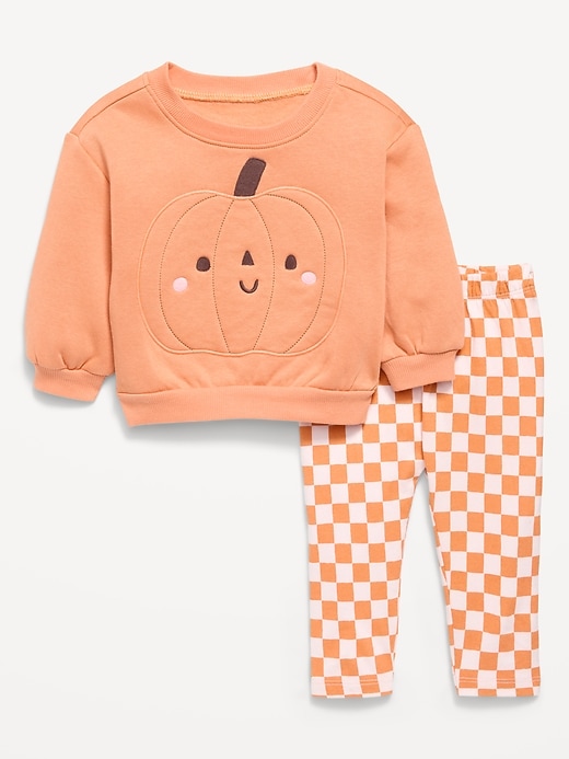 L'image numéro 1 présente Ensemble chandail en coton ouaté à imprimé et legging pour bébé