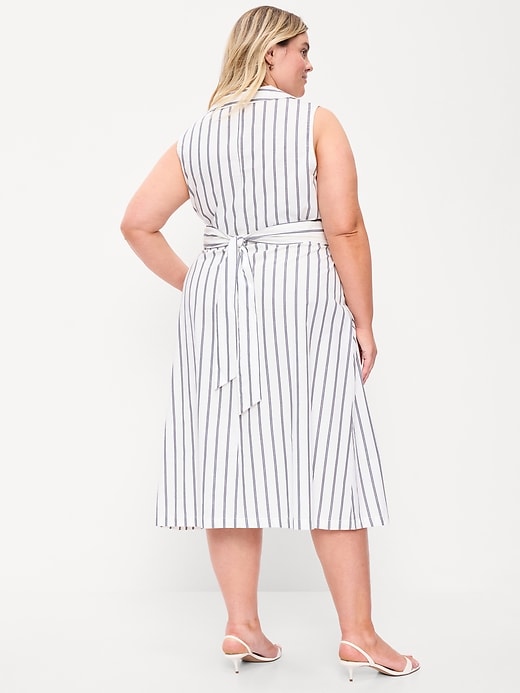 Image number 9 showing, Sleeveless Wrap-Waist Midi Shirt Dress