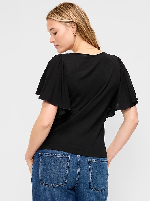 Image number 6 showing, V-Neck Flutter Sleeve Top