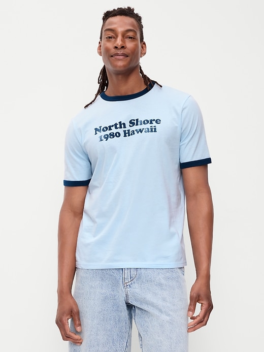 L'image numéro 1 présente T-shirt à bords contrastants et à imprimé