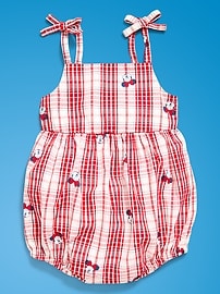 Image number 1 showing, Old Navy x Disney Minnie Mouse Sleeveless Tie-Strap Plaid Romper for Baby