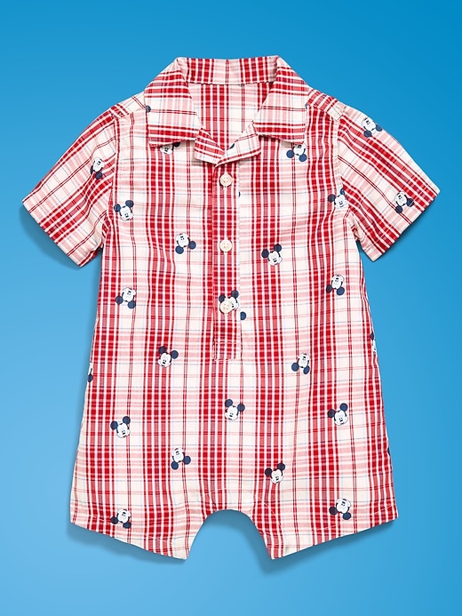 Image number 2 showing, Old Navy x Disney Mickey Mouse Collared One-Piece Romper for Baby