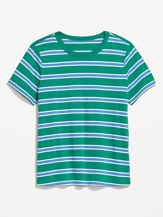 L'image numéro 4 présente T-shirt ras du cou passe-partout à rayures