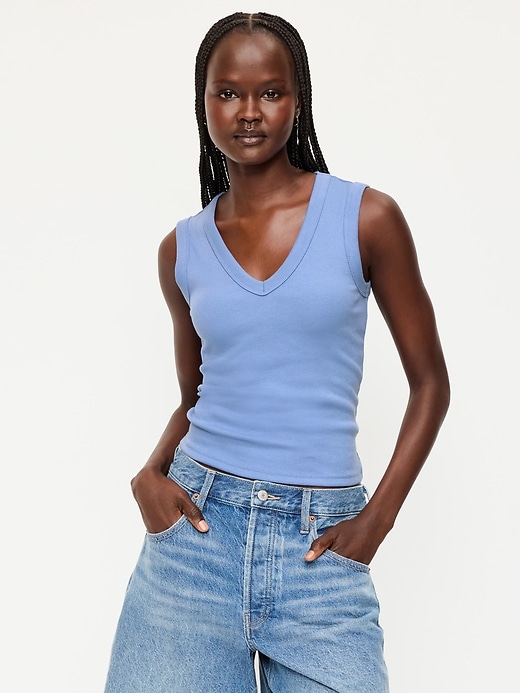 Image number 1 showing, Snug Crop V-Neck Tank Top