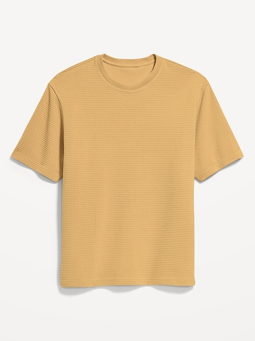 L'image numéro 3 présente T-shirt décontracté en tissu gaufré texturé à manches courtes