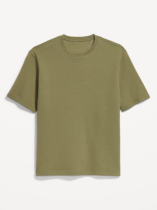 L'image numéro 3 présente T-shirt décontracté en tissu gaufré texturé à manches courtes