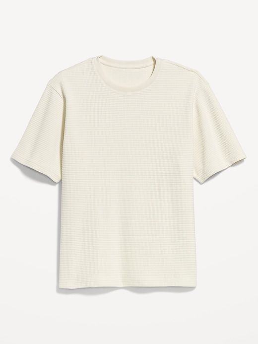 L'image numéro 3 présente T-shirt décontracté en tissu gaufré texturé à manches courtes