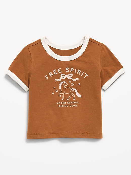 Image number 1 showing, Short-Sleeve Ringer Graphic T-Shirt for Toddler Girls