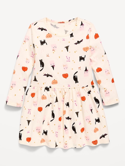 Image number 1 showing, Printed Long-Sleeve Drop-Waist Dress for Toddler Girls