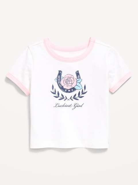 T-SHIRT À IMPRIMÉ À MANCHES COURTES À BORDS CONTRASTANTS POUR TOUTE-PETITE