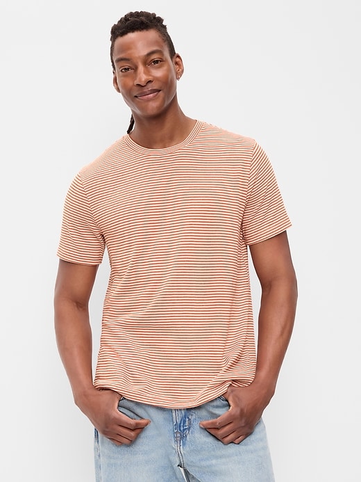 L'image numéro 1 présente T-shirt ras du cou à rayures
