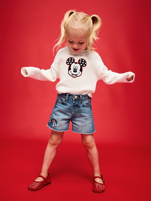 Image number 1 showing, Old Navy x Disney Minnie Mouse Embroidered Frayed-Hem Jean Shorts for Toddler Girls