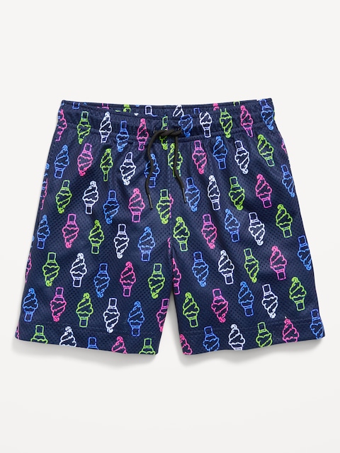 Printed Knee Length Mesh Shorts for Boys