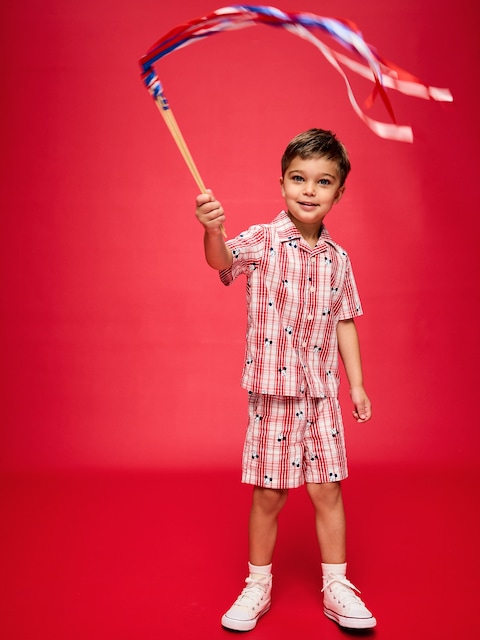 Old Navy x Disney Mickey Mouse Short-Sleeve Plaid Shirt and Shorts Set for Toddler Boys