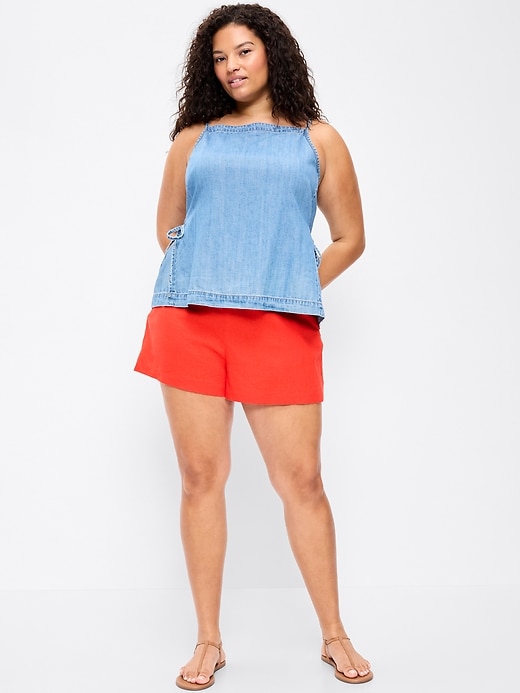 Image number 7 showing, High-Waisted Linen-Blend Micro Shorts