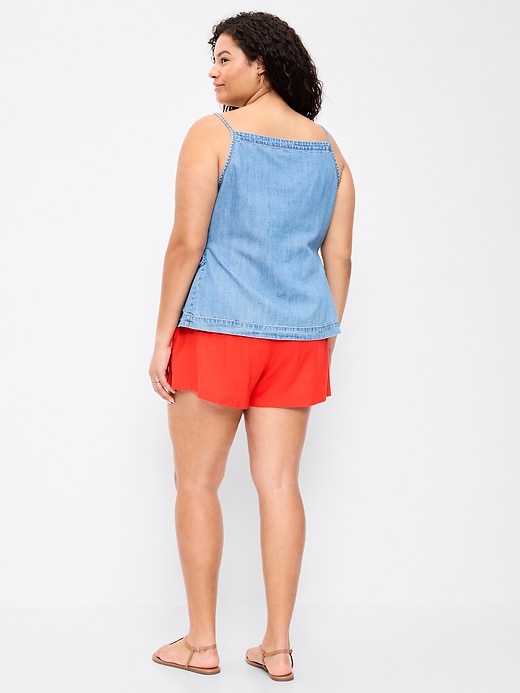 Image number 8 showing, High-Waisted Linen-Blend Micro Shorts