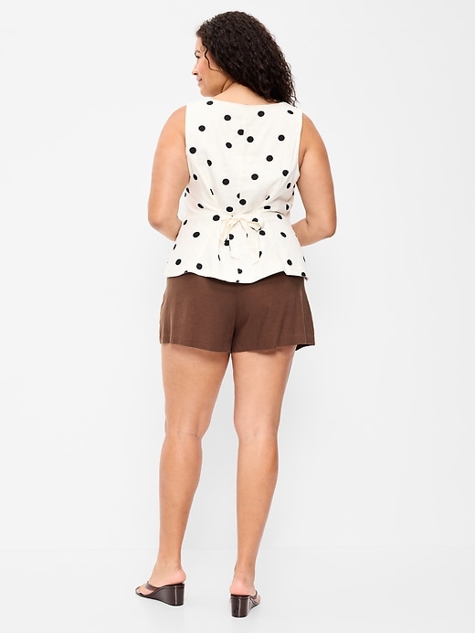 Image number 8 showing, High-Waisted Linen-Blend Micro Shorts