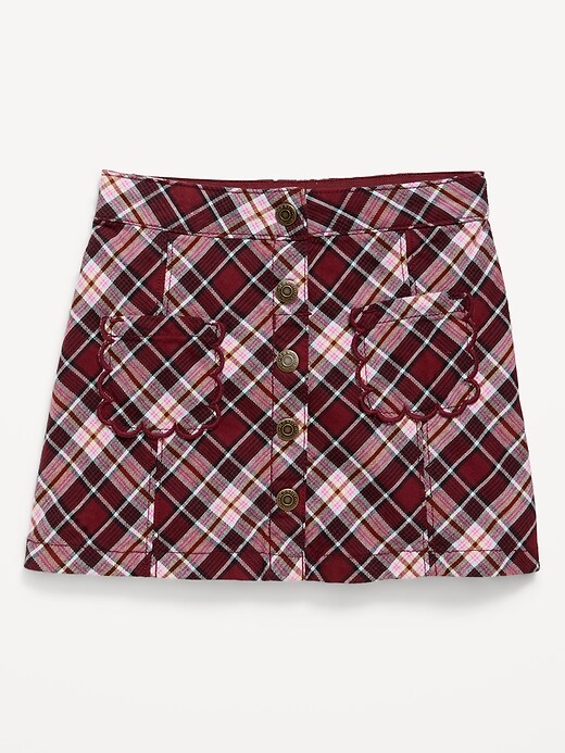 Image number 1 showing, Button-Front Plaid Twill Skirt for Toddler Girls