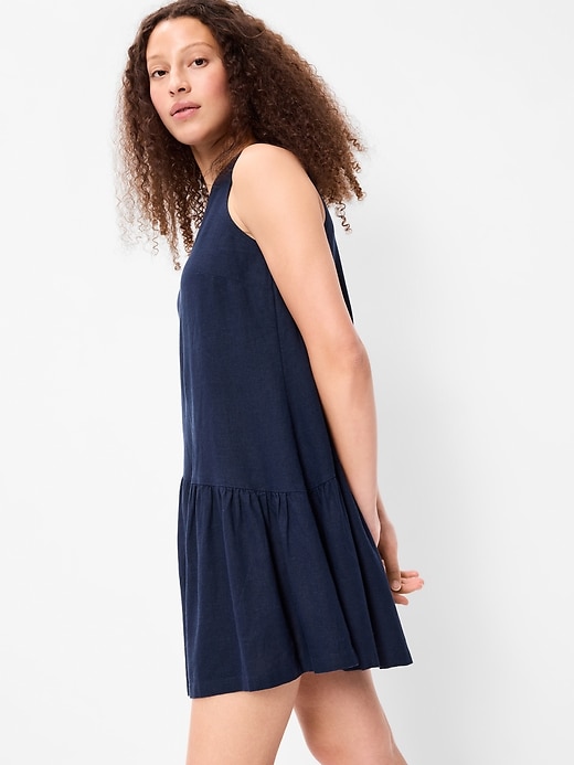 Image number 3 showing, One-Shoulder Asymmetrical Linen-Blend Mini Dress