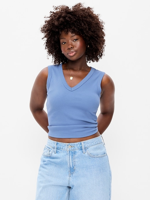 Image number 5 showing, Snug Crop V-Neck Tank Top