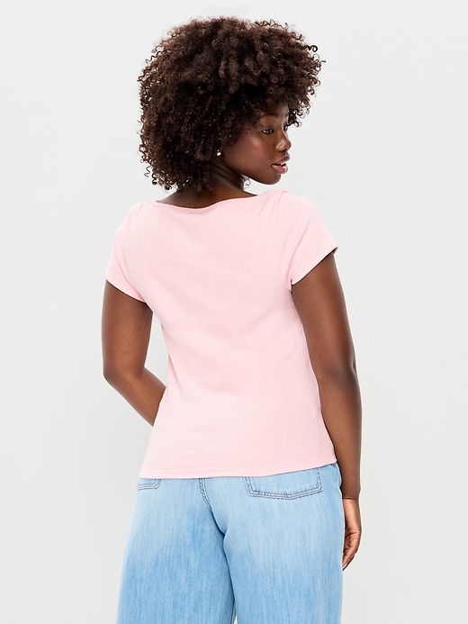 L'image numéro 5 présente T-shirt ajusté à encolure bateau
