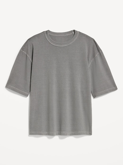 L'image numéro 3 présente T-shirt court en tissu épais teint en plongée