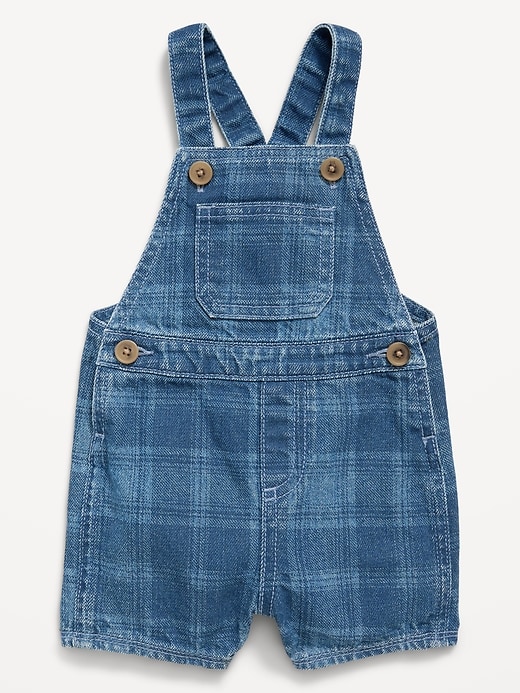 Image number 1 showing, Plaid Chambray Shortalls for Baby