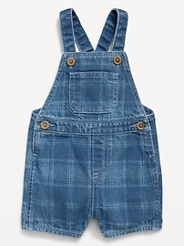 Image number 1 showing, Plaid Chambray Shortalls for Baby