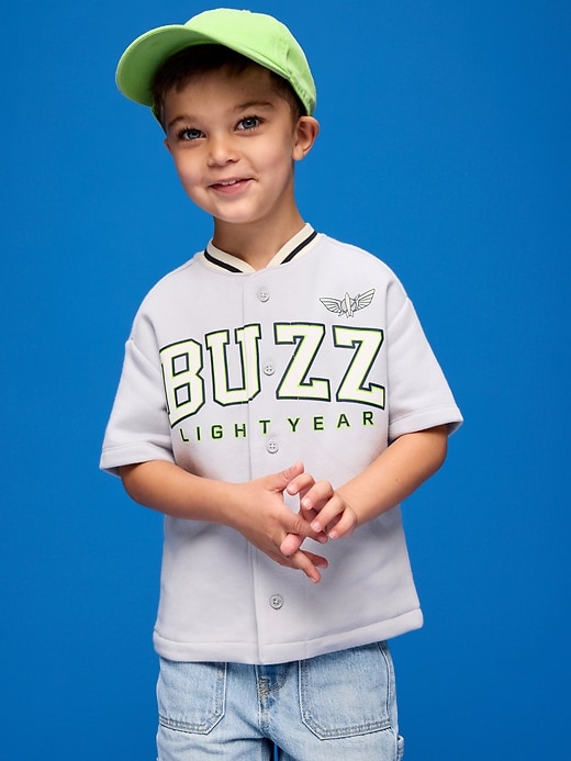 Image number 1 showing, Old Navy x Pixar Toy Story Oversized Baseball Jersey Sweatshirt for Toddler Boys