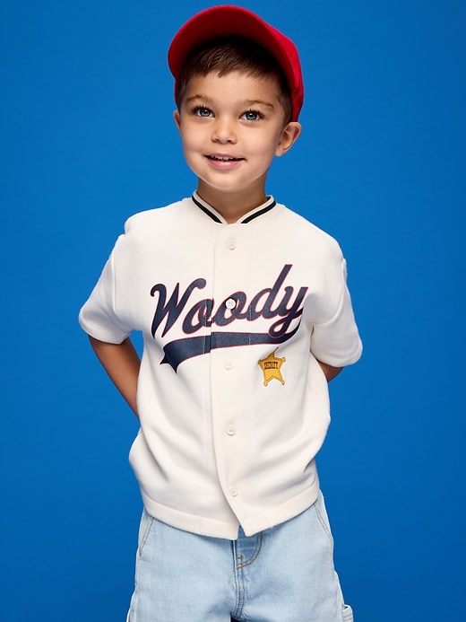 Image number 1 showing, Old Navy x Pixar Toy Story Oversized Baseball Jersey Sweatshirt for Toddler Boys