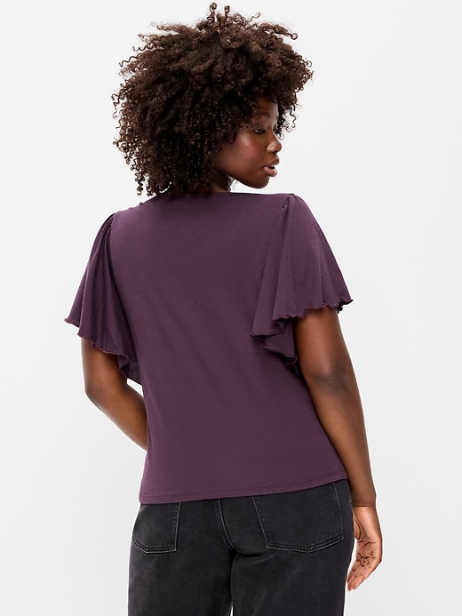 Image number 6 showing, V-Neck Flutter Sleeve Top