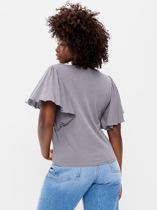 Image number 6 showing, V-Neck Flutter Sleeve Top