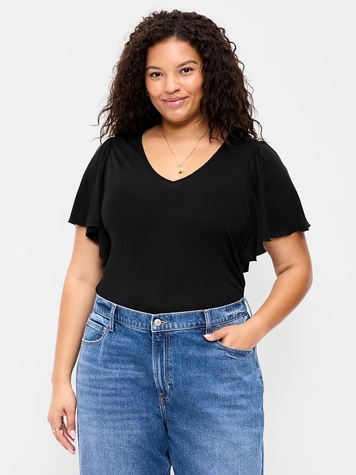 Image number 7 showing, V-Neck Flutter Sleeve Top