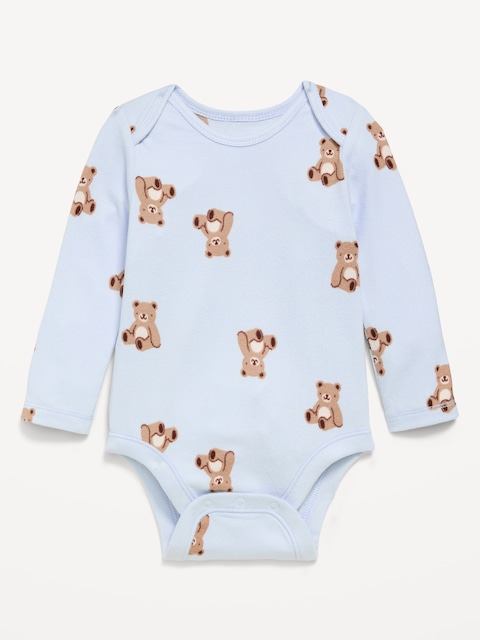 SoftMode Printed Long-Sleeve Ribbed Bodysuit for Baby