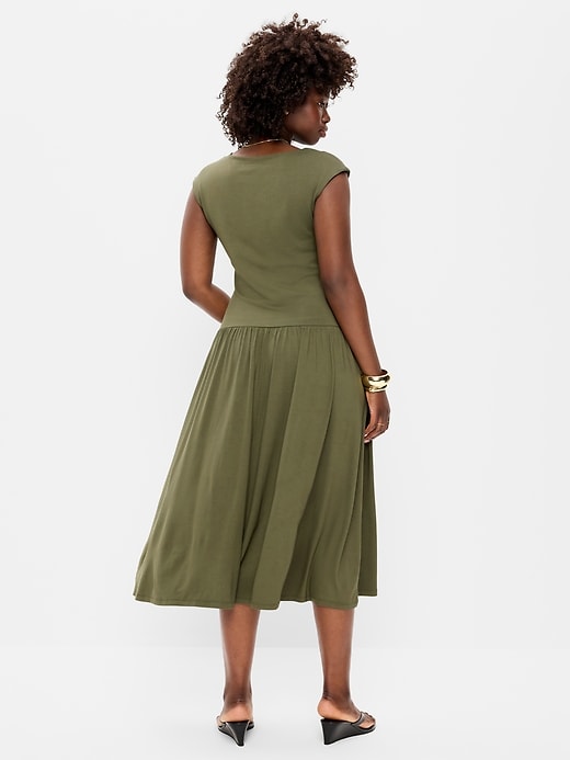Image number 7 showing, Jersey Knit Drop-Waist Midi Dress