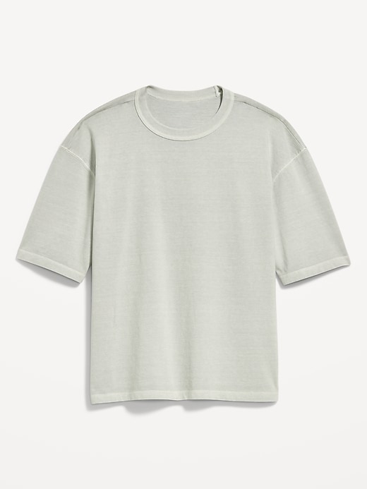 L'image numéro 3 présente T-shirt court en tissu épais teint en plongée