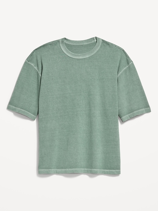 L'image numéro 3 présente T-shirt court en tissu épais teint en plongée