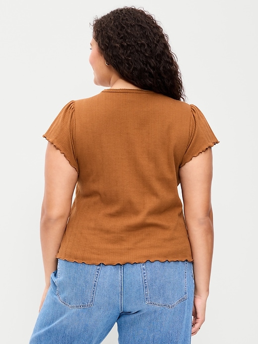 Image number 8 showing, Lettuce-Edge Pointelle Top